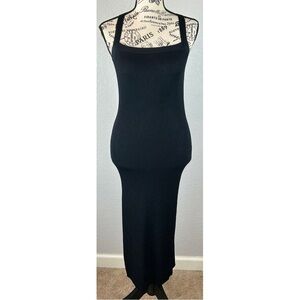 Aritzia Wilfred Black Ribbed Sheath Tank Dress with Crisscross Back Straps, XS